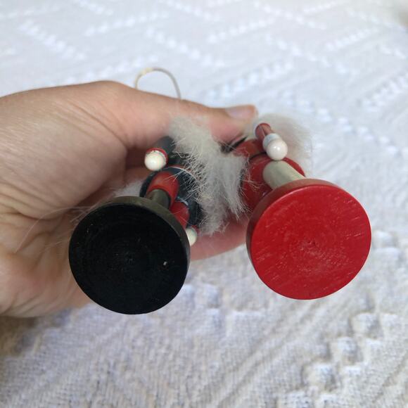 Vintage Wooden Hand Painted Toy Soldier Ornaments Set Of Two Nutcracker 4" - Picture 7 of 8